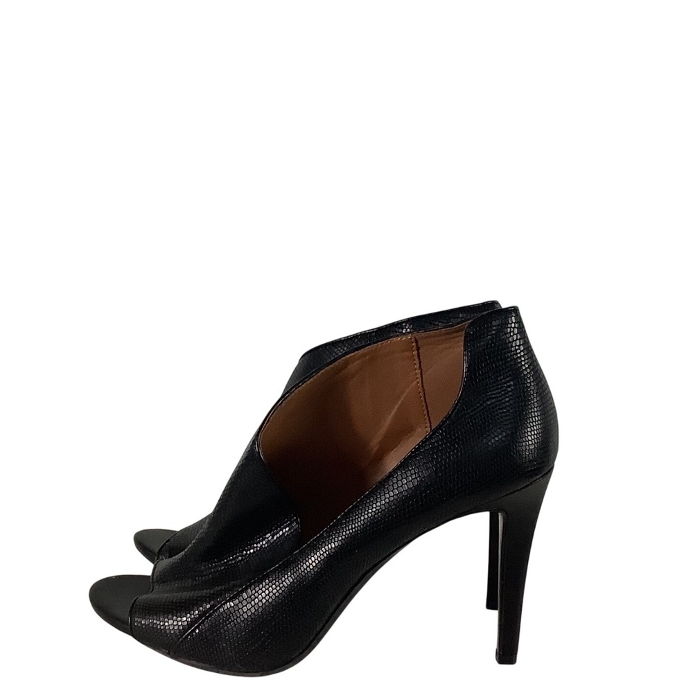 Calvin Klein Black Snakeskin Embossed Peep Toe Cutout Heels Shooties Size 9M
